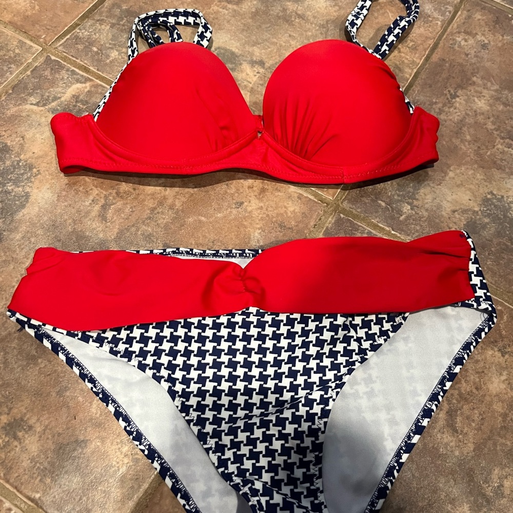 Actloe Women Color Block Bikini Swimsuit Two Pieces Swimwear Push up Bathing Sui - Picture 7 of 11